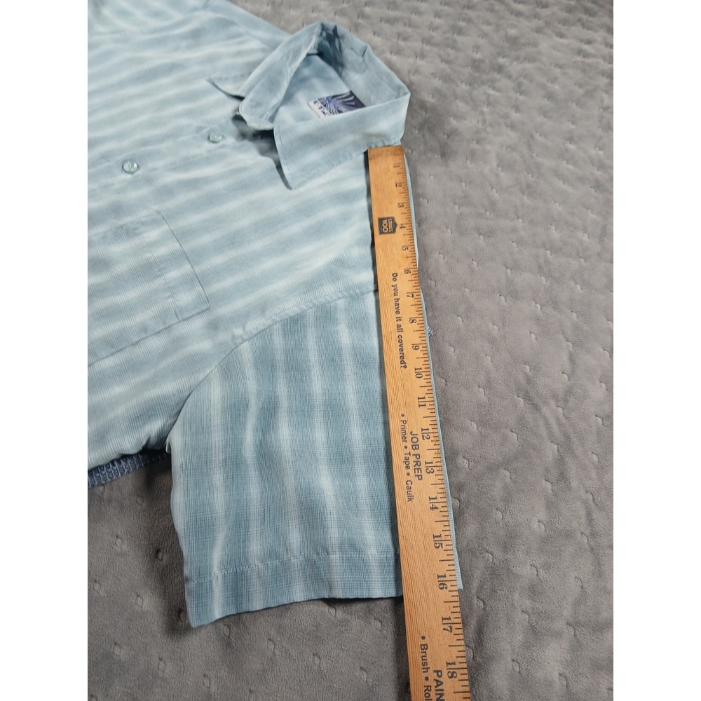 E-Two Mens Light Blue Plaid Short Sleeve Button Down Shirt Large Casual Textured - Picture 5 of 5